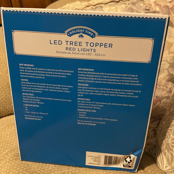 ❤️ 🌟❤️NWT Holiday Time LED Red Star Tree Topper - Picture 6 of 6